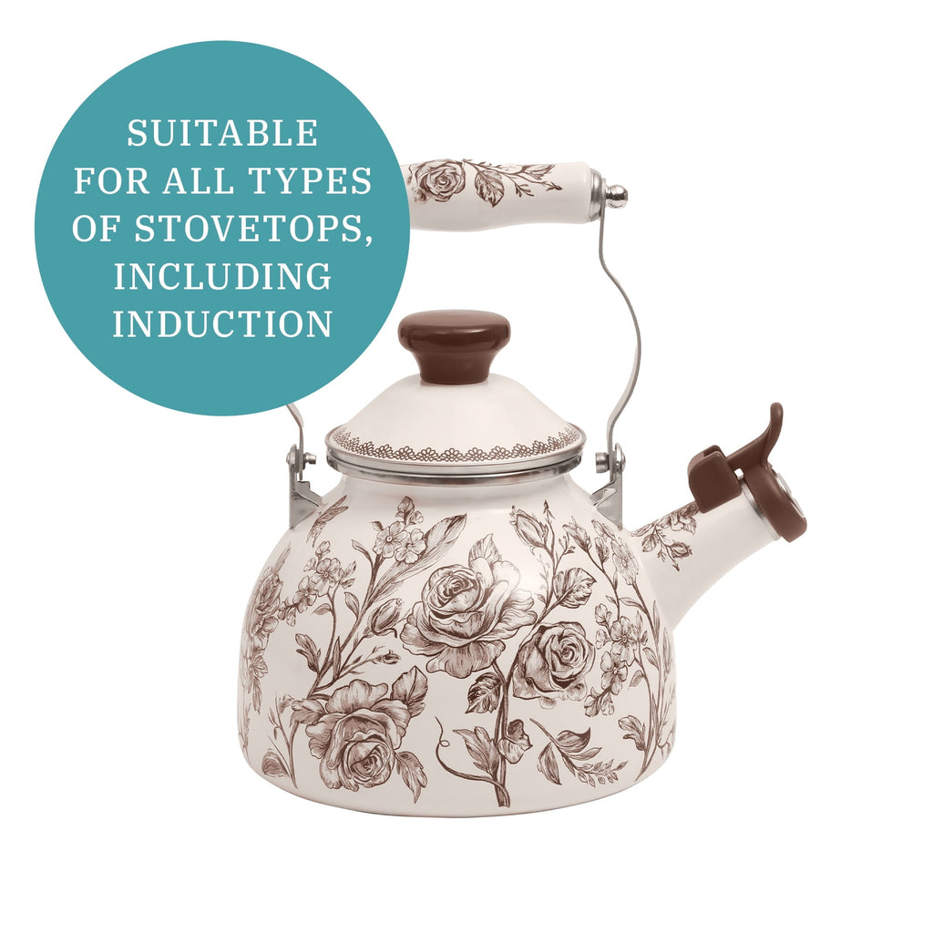 Homesteada™ 2.0-Quart Enamel on Steel Agatha Tea Kettle, Brown