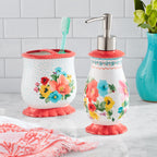 Homesteada™ Multi- Color 2 Piece Ceramic Bath Accessories Set, Homesteada™ Breezy Blossom