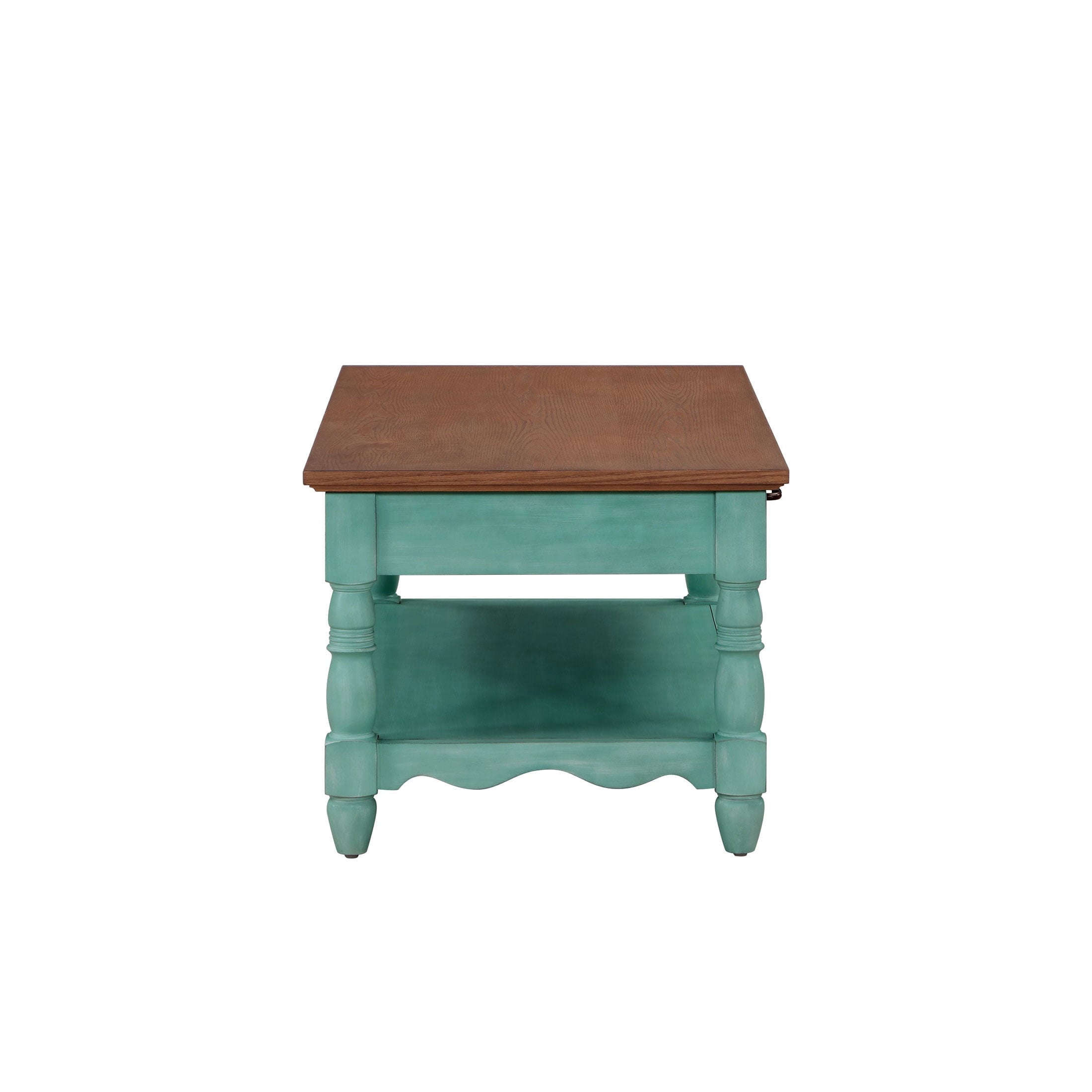 Homesteada™ Helen Coffee Table Made With Solid Wood Frame, Teal