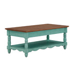 Homesteada™ Helen Coffee Table Made With Solid Wood Frame, Teal