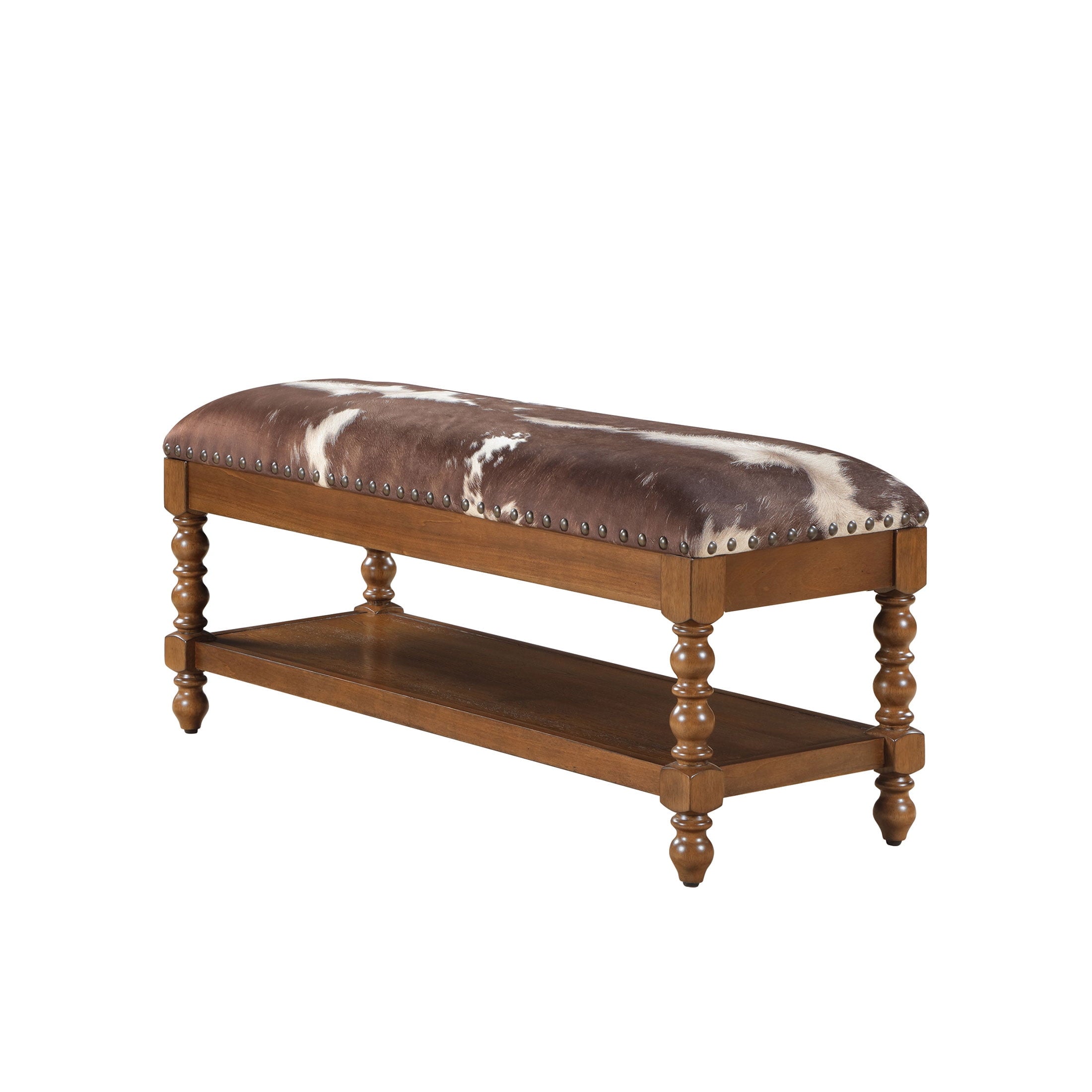 Homesteada™ Harper Bench, Faux Cowhide Fabric