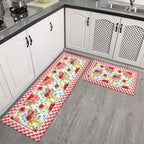 Homesteada™ Flower Kitchen Mat Sets 2 Piece Farmhouse Anti Fatigue Waterproof Stain Resistant Floor Rug Non Slip Homesteada™ Vintage Floral Kitchen Laundry Room Rug - 17x30+17x47Inch
