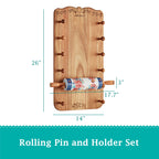 Homesteada™ Keepsake Floral 17.7" Ceramic Rolling Pin with Acacia Wood Holder