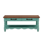 Homesteada™ Helen Coffee Table Made With Solid Wood Frame, Teal