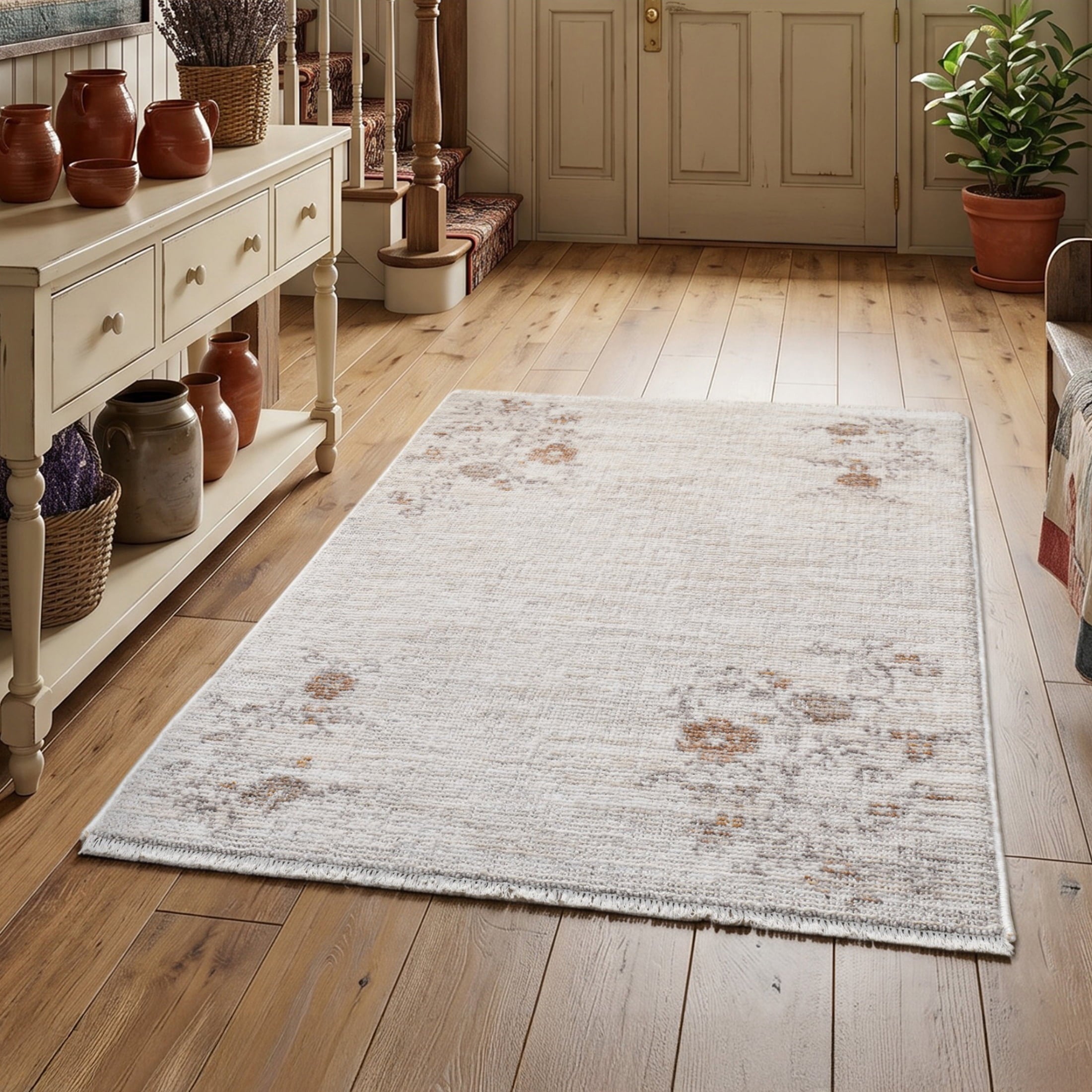 Homesteada™ Grey Antique Floral Scatter Accent Rug, 30" x 46"