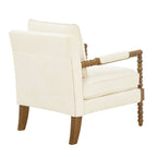 Homesteada™ Harper Spindle Accent Chair, Antique White Fabric Upholstery
