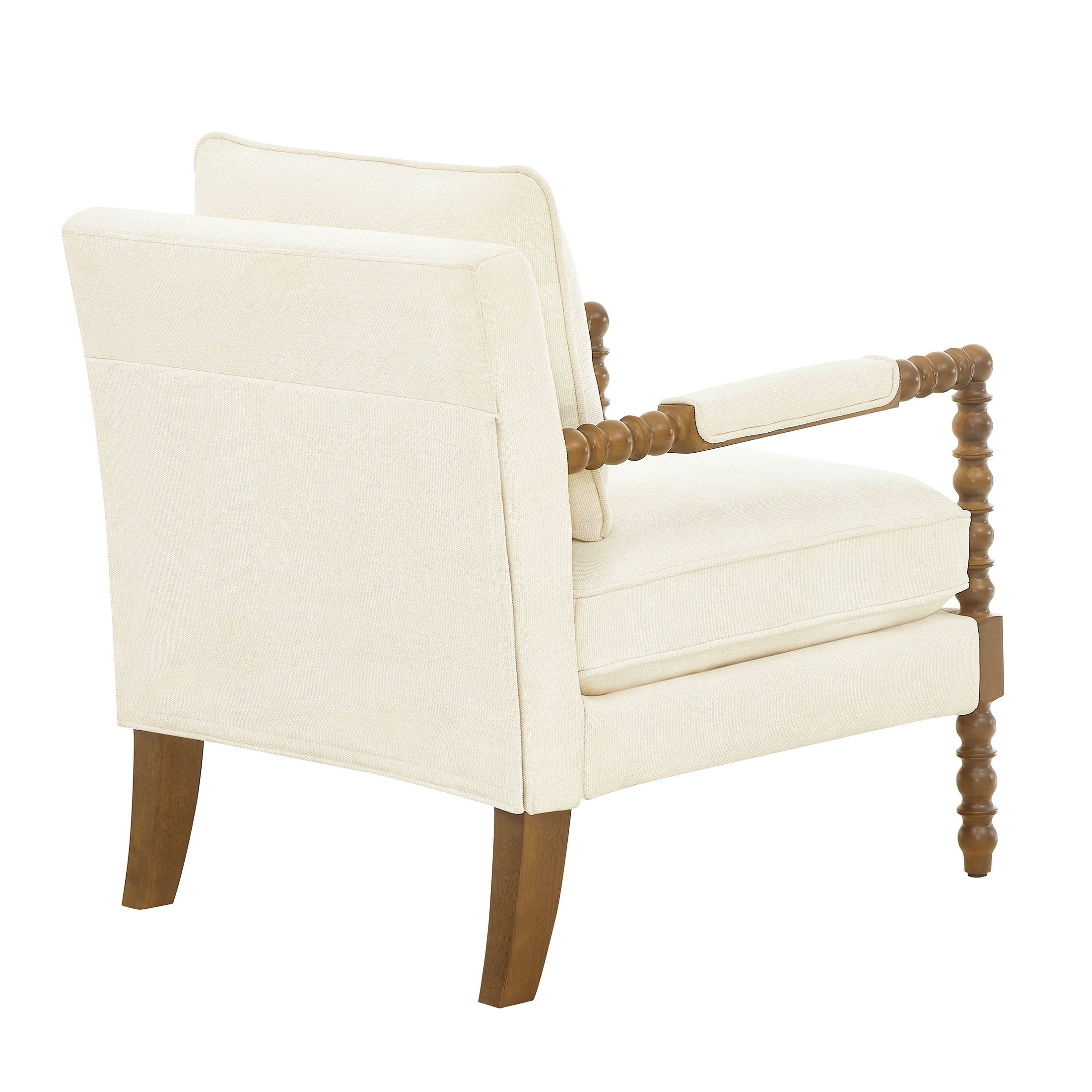 Homesteada™ Harper Spindle Accent Chair, Antique White Fabric Upholstery