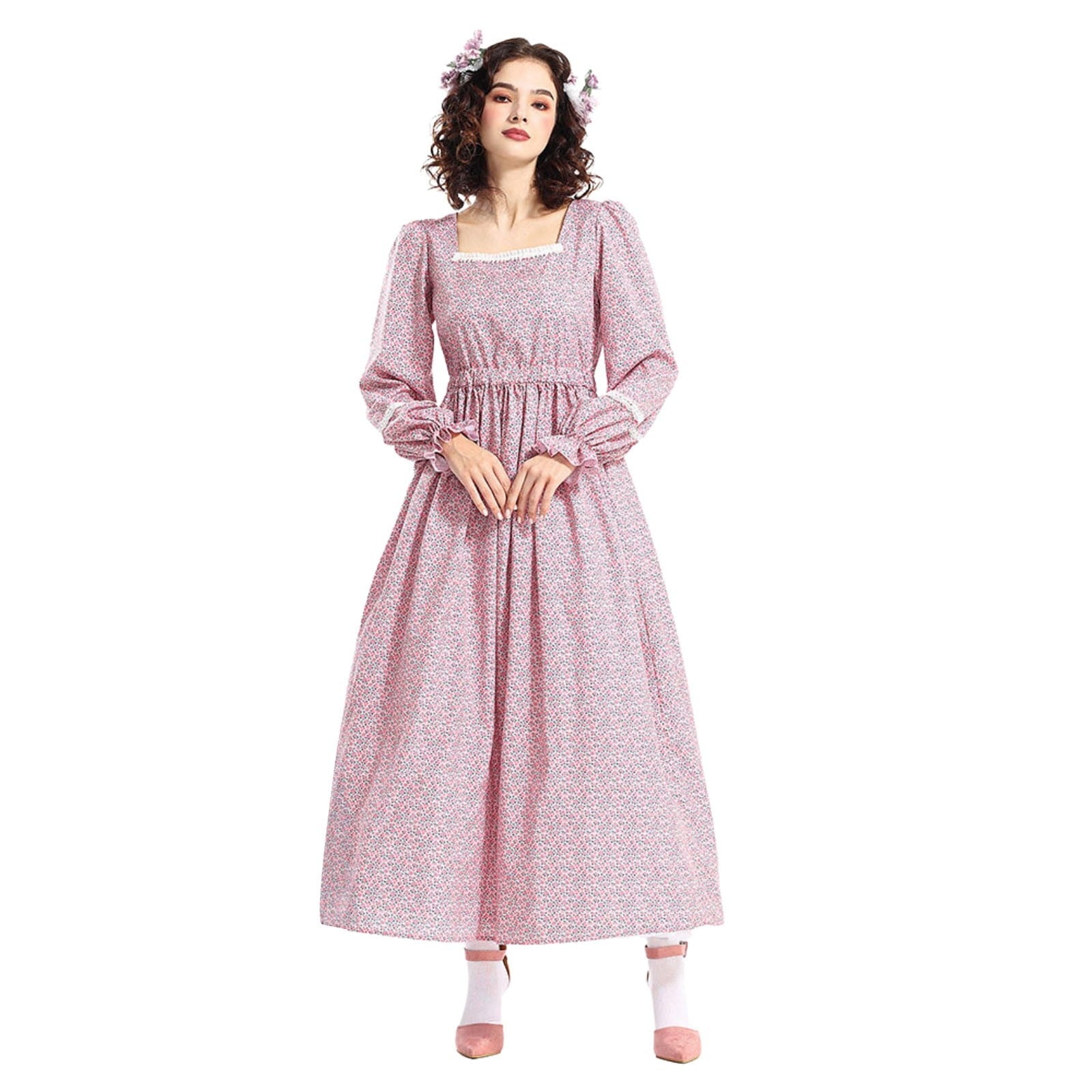 Homesteada™ Colonial Dress Women's Prairie Dress Floral Pilgrim Dress Civil War Dress