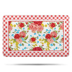 Homesteada™ Flower Design Bath Mat Soft Rug Rubber Non Slip Quick Dry Homesteada™ Vintage Floral Super Absorbent Thin Bathroom Rugs Shower Bathtub Shower Room Sink 20x32 Inch