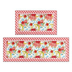 Homesteada™ Flower Kitchen Mat Sets 2 Piece Farmhouse Anti Fatigue Waterproof Stain Resistant Floor Rug Non Slip Homesteada™ Vintage Floral Kitchen Laundry Room Rug - 17x30+17x47Inch
