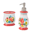 Homesteada™ Multi- Color 2 Piece Ceramic Bath Accessories Set, Homesteada™ Breezy Blossom