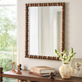 Homesteada™ Harper Spindle Wood Decorative Wall Mirror, Beaded Turned Wood Mirror, Rustic Brown 24x30