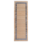 Homesteada™ Denim Jute Runner Rug, Natural with Blue Border, 30 x 96 Inches