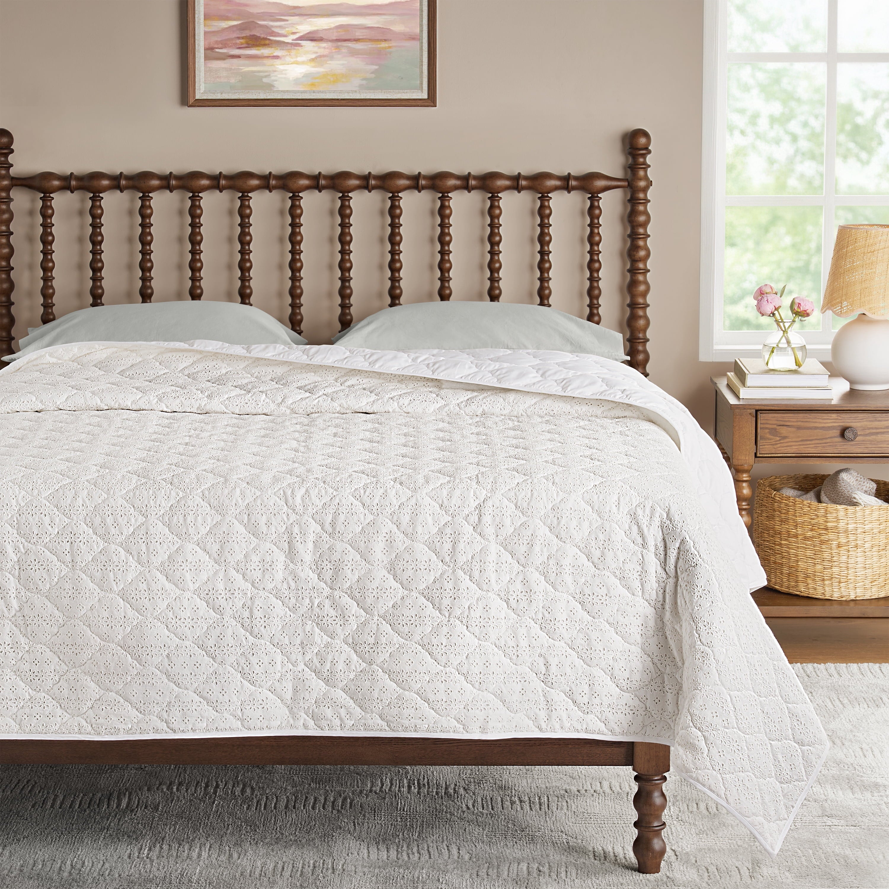 Homesteada™ Eloise Floral Velvet Quilt, Full/Queen, Blue Dust Bedding