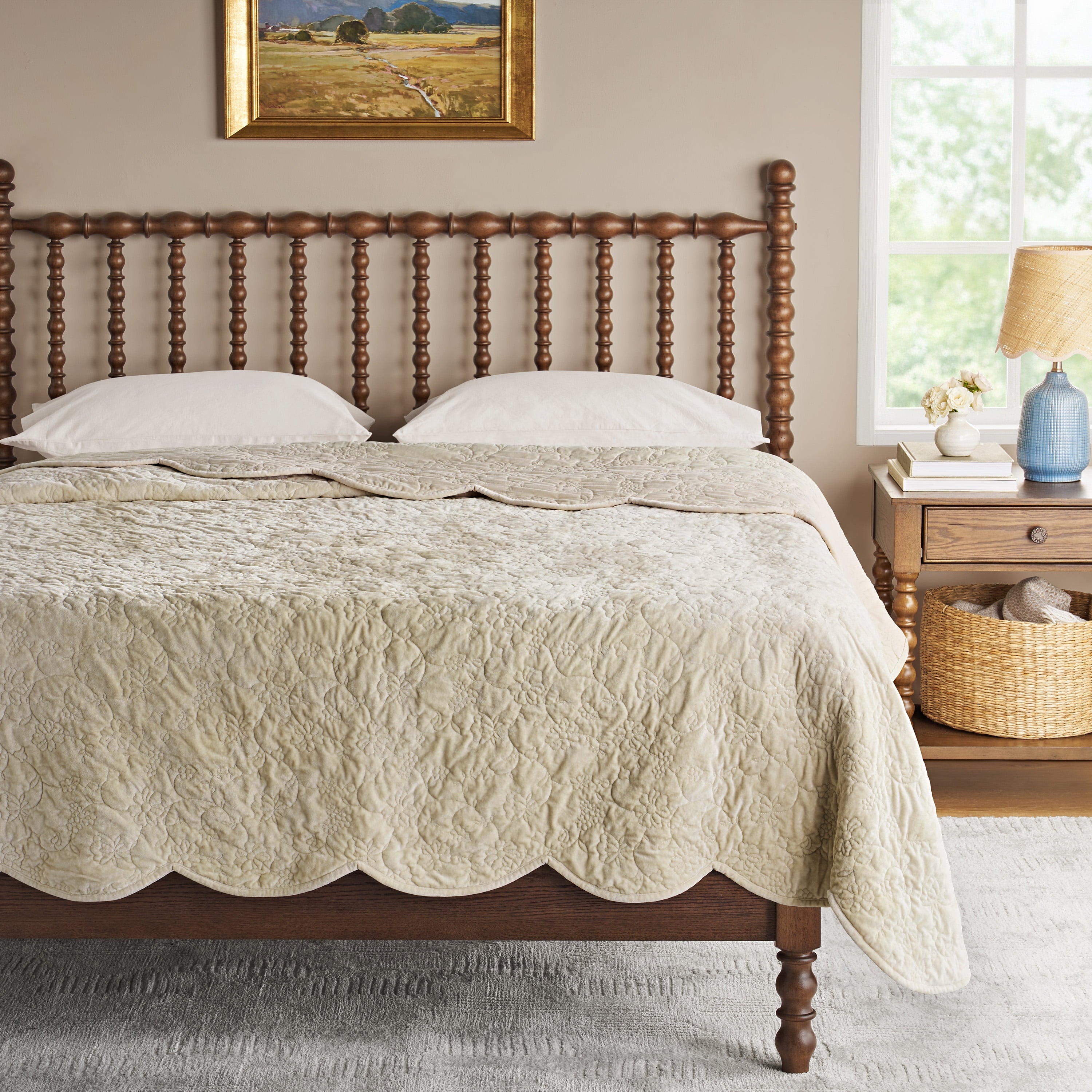Homesteada™ Eloise Floral Velvet Quilt, Full/Queen, Blue Dust Bedding