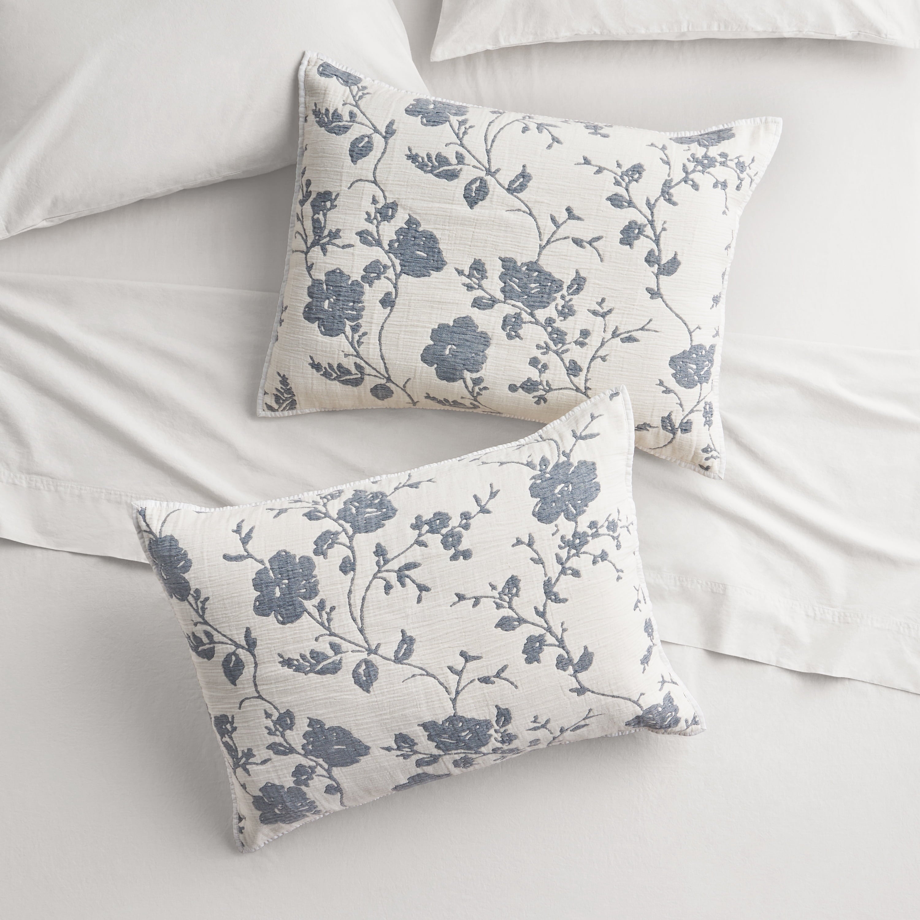 Homesteada™ Agatha Floral Gauze Pillow Sham, Standard, Blue Dust, 2 Pack