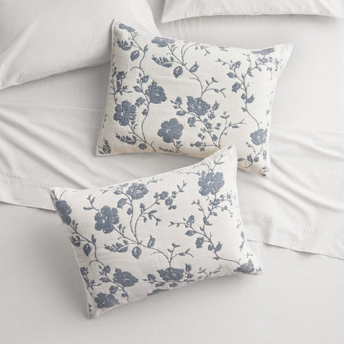 Homesteada™ Agatha Floral Gauze Pillow Sham, Standard, Blue Dust, 2 Pack