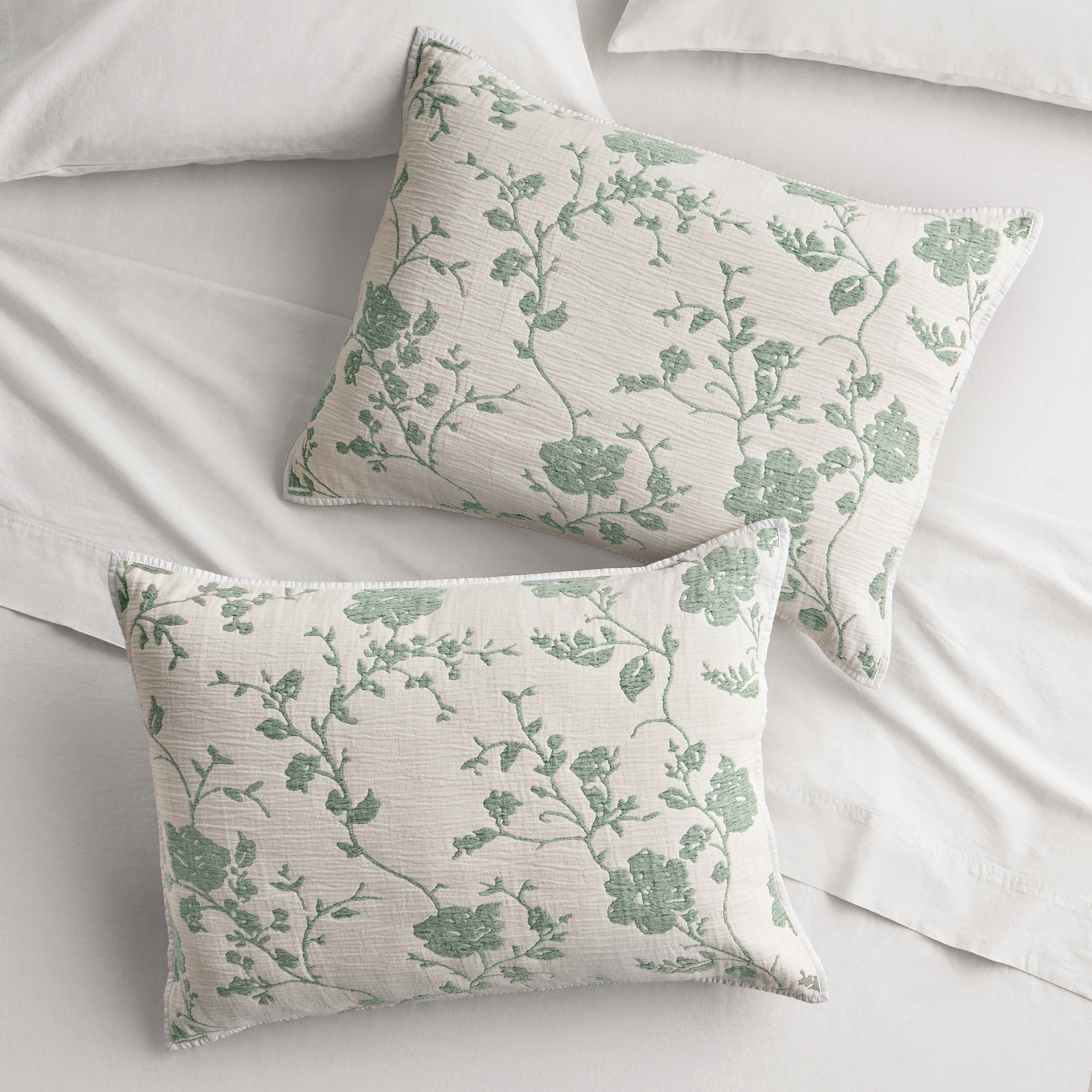 Homesteada™ Agatha Floral Gauze Pillow Sham, Standard, Blue Dust, 2 Pack