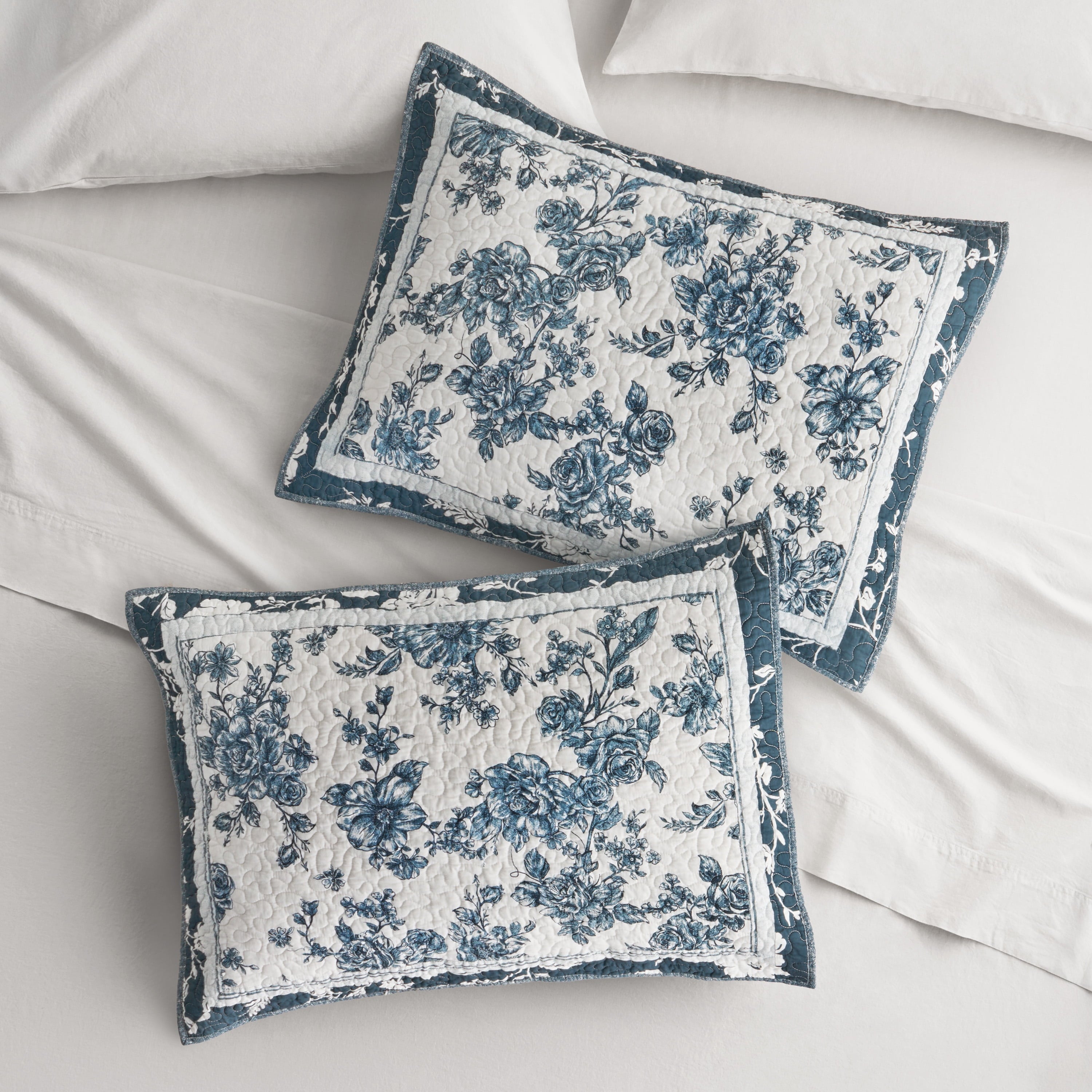 Homesteada™ Agatha Floral Gauze Pillow Sham, Standard, Blue Dust, 2 Pack