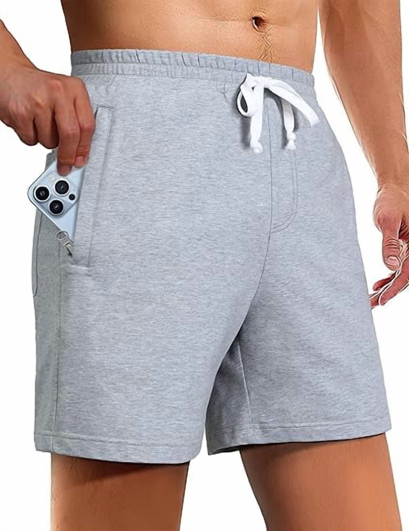 Homesteada™ Camp Sweat Shorts for Men 5 Inch Inseam Shorts Athletic Gym Workout Casual Cotton Shorts for Running Pajama Lounge