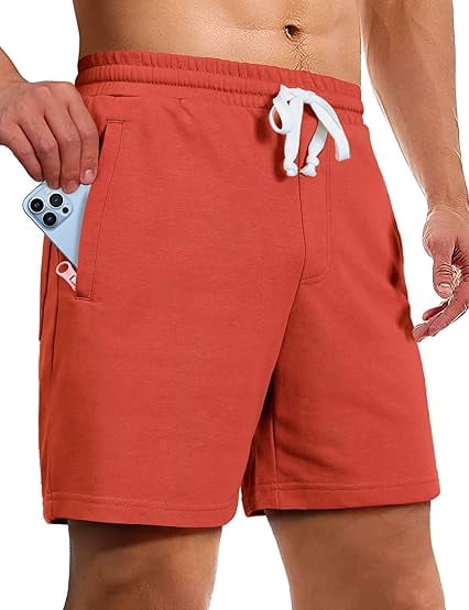 Homesteada™ Camp Sweat Shorts for Men 5 Inch Inseam Shorts Athletic Gym Workout Casual Cotton Shorts for Running Pajama Lounge