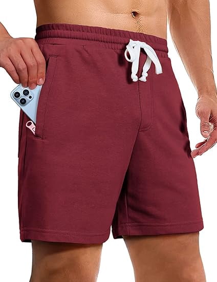 Homesteada™ Camp Sweat Shorts for Men 5 Inch Inseam Shorts Athletic Gym Workout Casual Cotton Shorts for Running Pajama Lounge