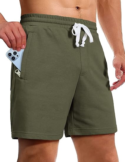 Homesteada™ Camp Sweat Shorts for Men 5 Inch Inseam Shorts Athletic Gym Workout Casual Cotton Shorts for Running Pajama Lounge