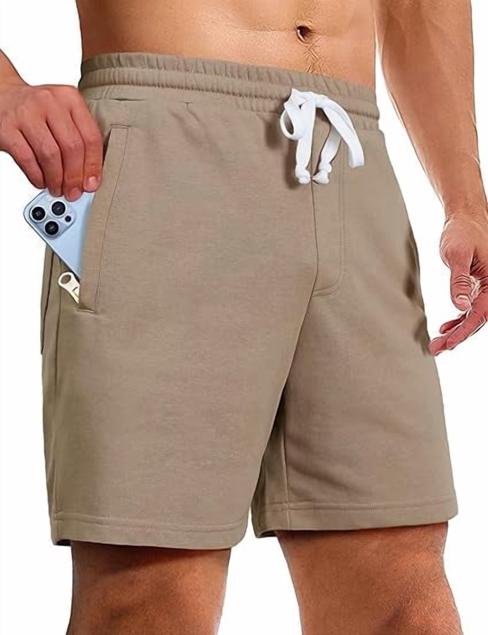 Homesteada™ Camp Sweat Shorts for Men 5 Inch Inseam Shorts Athletic Gym Workout Casual Cotton Shorts for Running Pajama Lounge