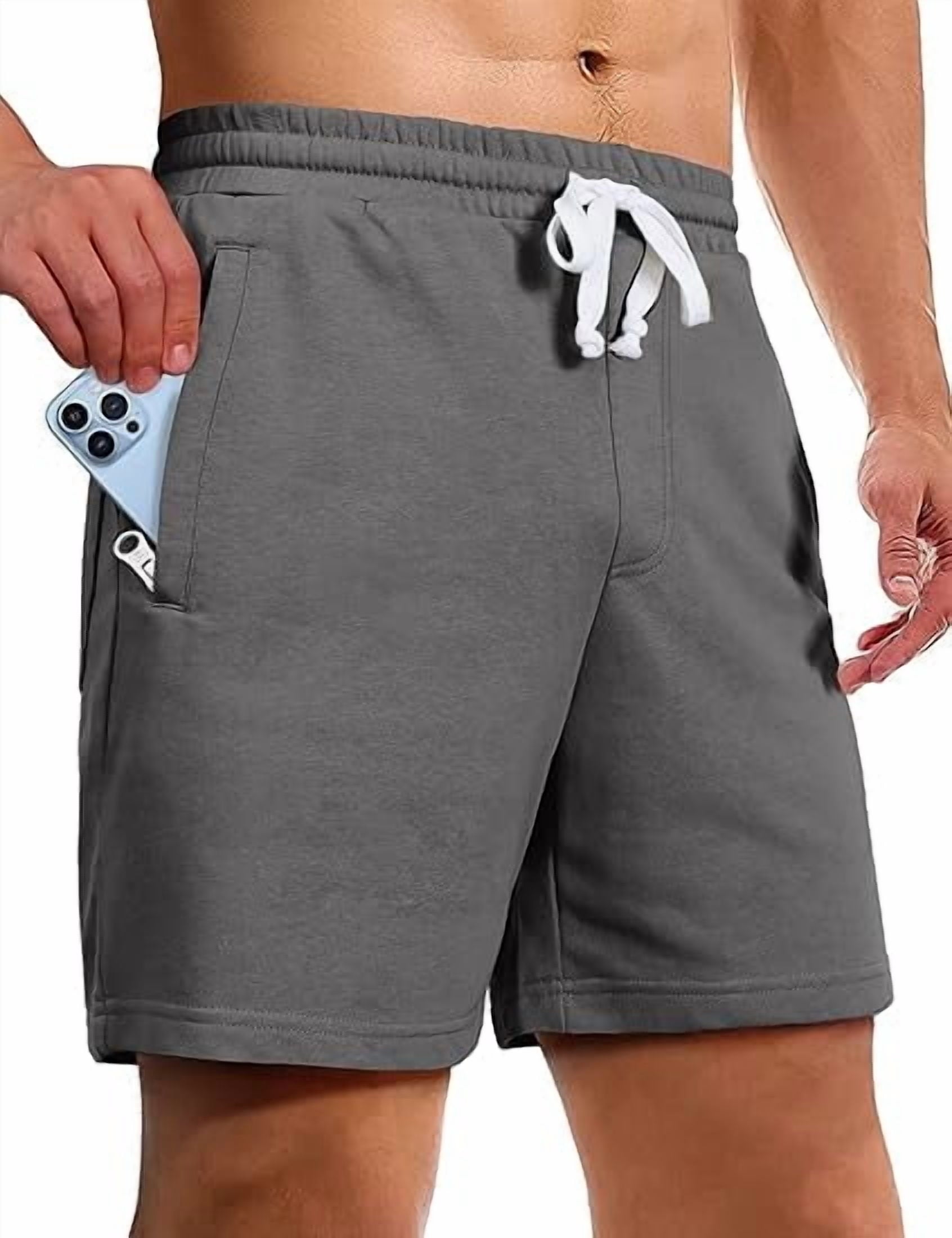 Homesteada™ Camp Sweat Shorts for Men 5 Inch Inseam Shorts Athletic Gym Workout Casual Cotton Shorts for Running Pajama Lounge