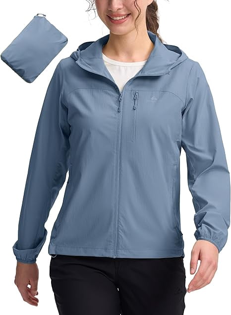 Homesteada™ Heritage Country Camp Women‘s UPF 50+ Windbreaker Jacket, Lightweight Packable Sun Protection Hoodie