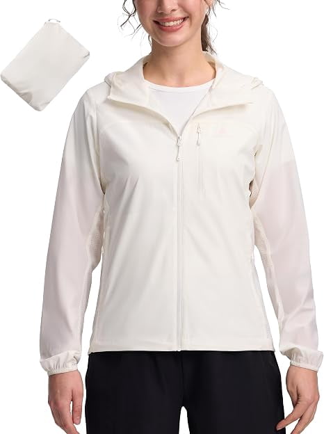 Homesteada™ Camp Women‘s UPF 50+ Windbreaker Jacket, Lightweight Packable Sun Protection Hoodie