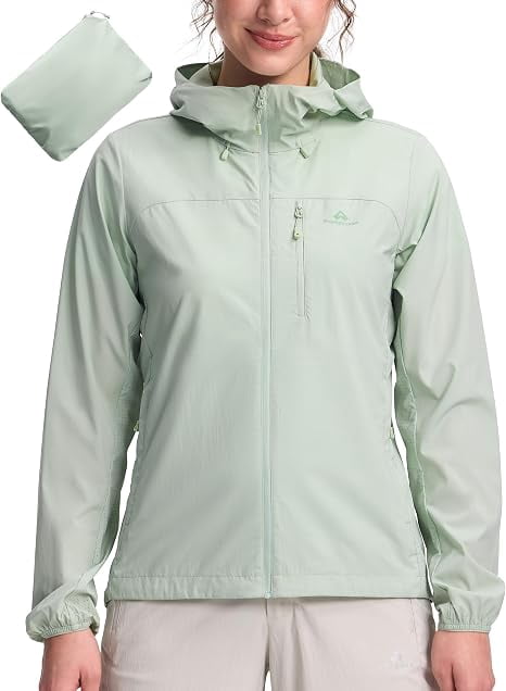 Homesteada™ Camp Women‘s UPF 50+ Windbreaker Jacket, Lightweight Packable Sun Protection Hoodie
