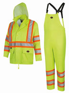Homesteada™ Heritage Country V1080160U-XL Lightweight Hi-Vis Safety Rain Suit, Yellow/Green, Size XL, 2-Piece Jacket & Bib Pant