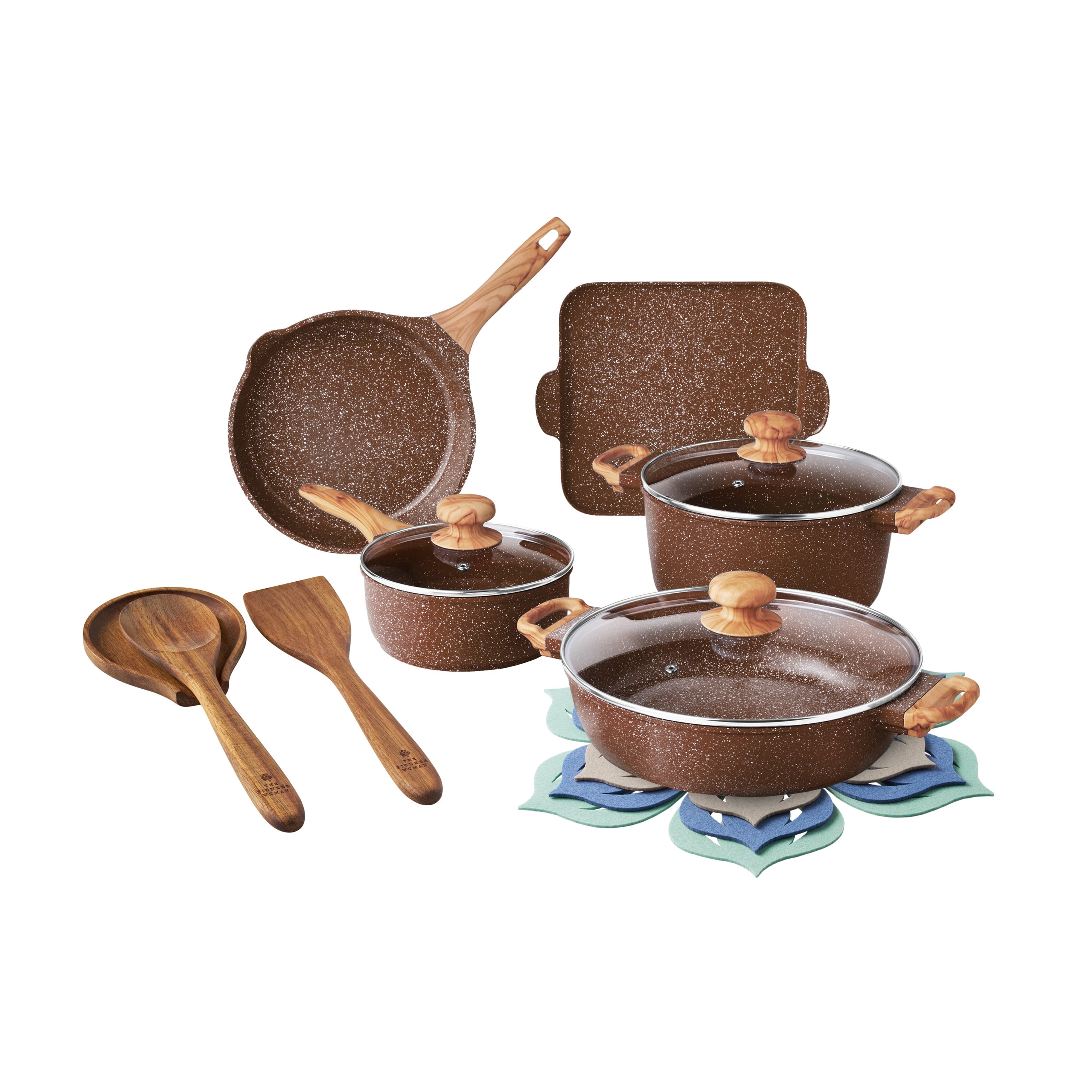 Homesteada™ Prairie Signature 14-Piece Cast Aluminum Cookware Set, Charcoal