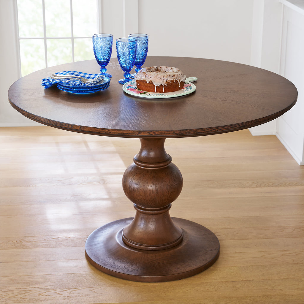 Homesteada™ Callie Round Dining Table, Heirloom Brown Finish