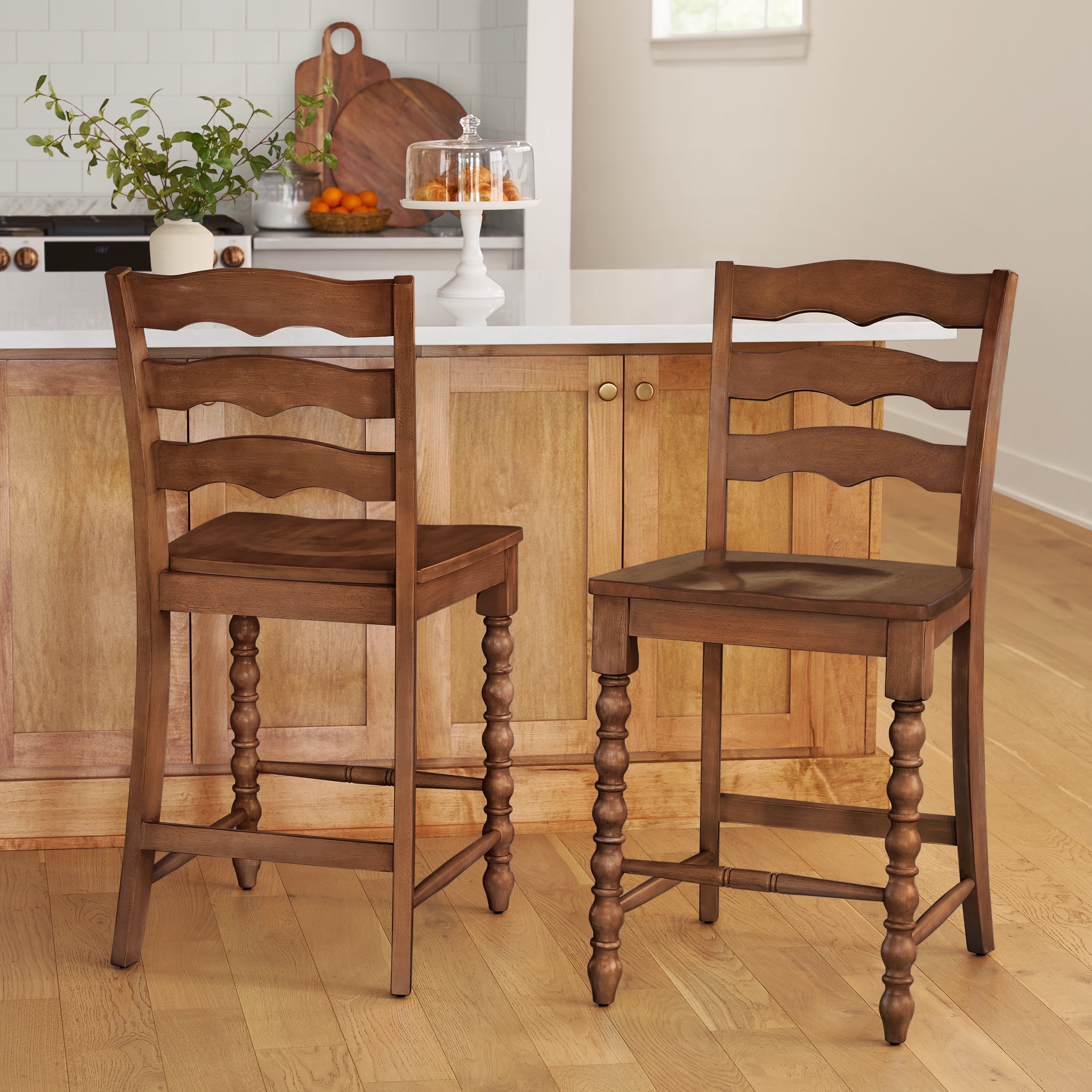 Homesteada™ Harper Counter-height Wood Stools, 2 Pack, White