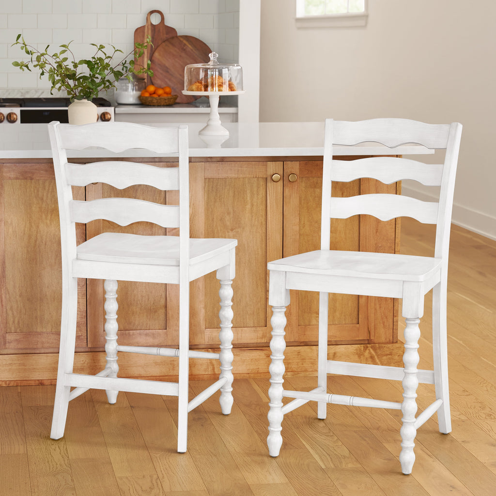 Homesteada™ Harper Counter-height Wood Stools, 2 Pack, White