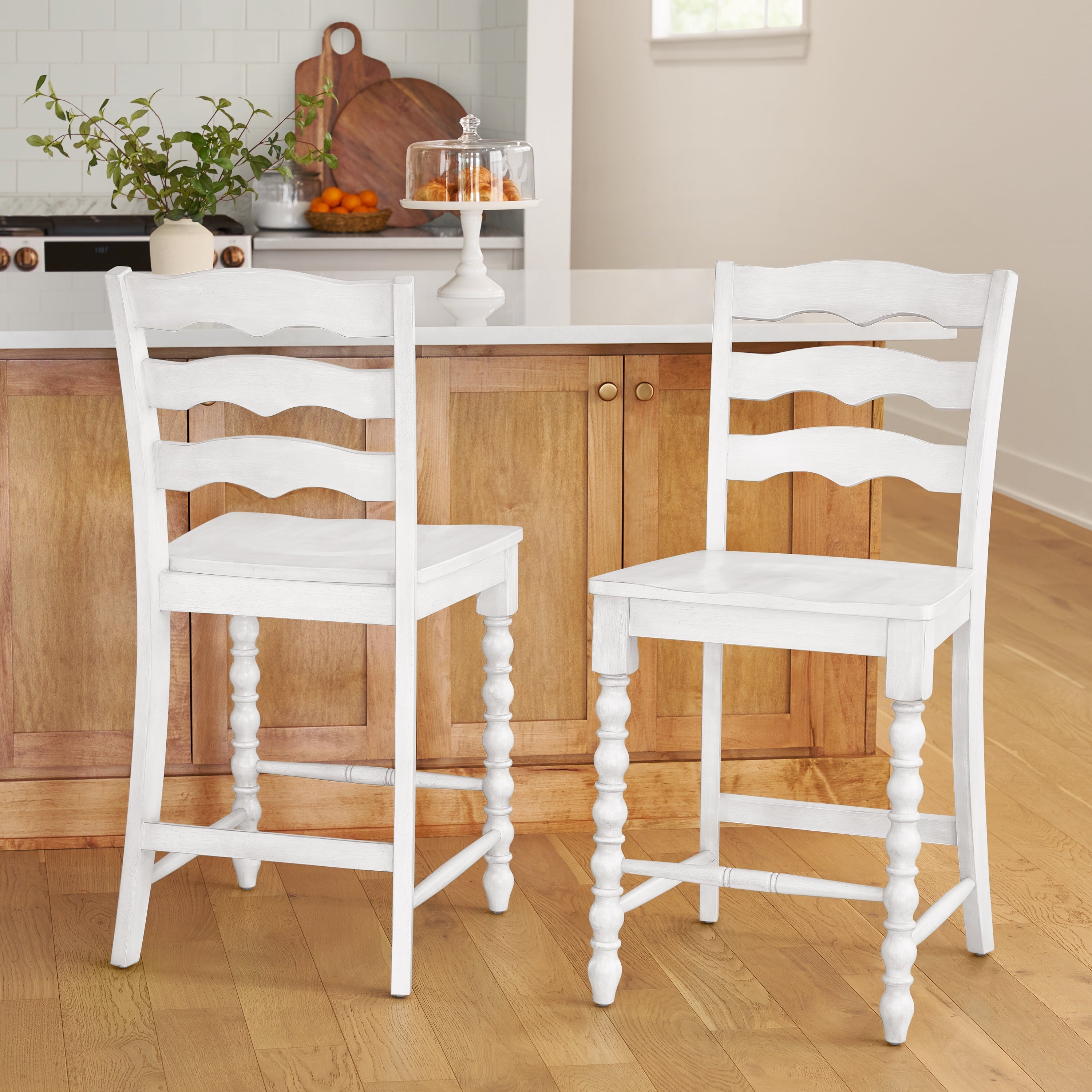 Homesteada™ Harper Counter-height Wood Stools, 2 Pack, White