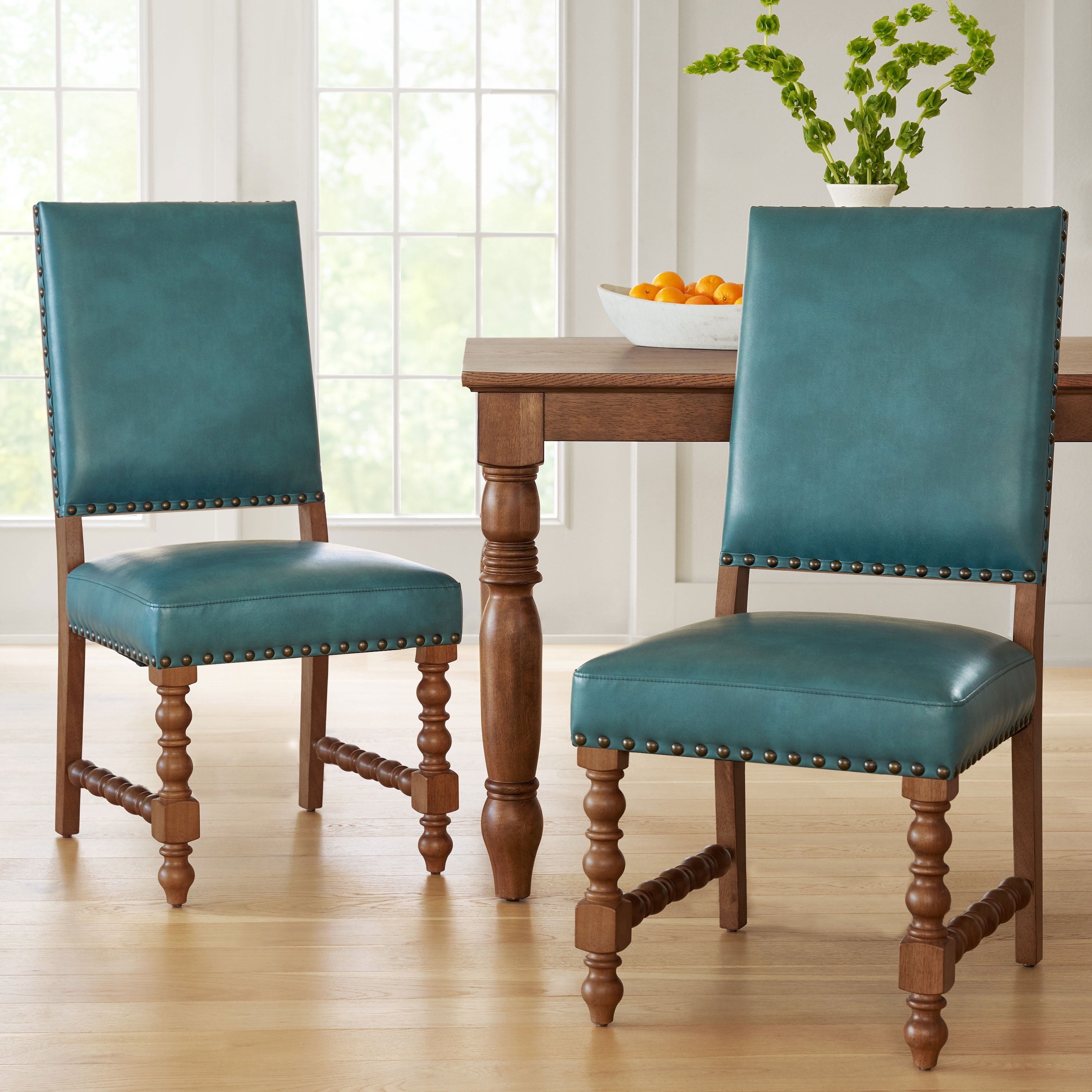 Homesteada™ Harper Faux Leather Dining Chairs, Turquoise, Set of 2