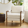 Homesteada™ Harper Spindle Accent Chair, Antique White Fabric Upholstery
