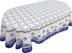 Homesteada™ Polish Pottery Style Tablecloth, Blue Ceramic Table Cloth, Farmhouse Tablecover for Oval Tables 60 x 84, Perfect for Kitchen Dinner, Restaurant,Holiday Picnic Party Table Cover