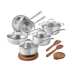 Homesteada™ 14-Piece Stainless Steel Cookware Set, Cooking Pots and Pans Set with Kitchen Utensils