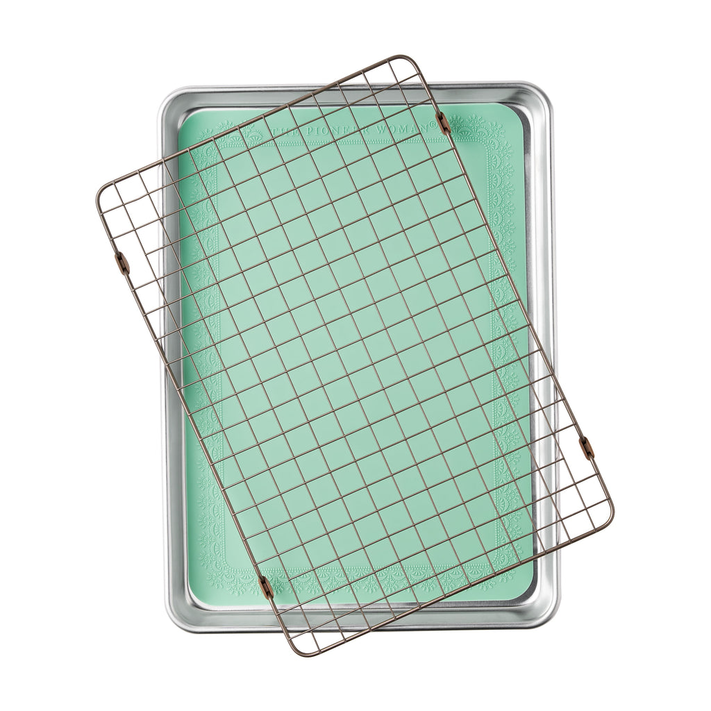Homesteada™ Aluminum Sheet Pan Set with Wire Rack & Silicone Baking Mat, 3-Piece, 13"x18"