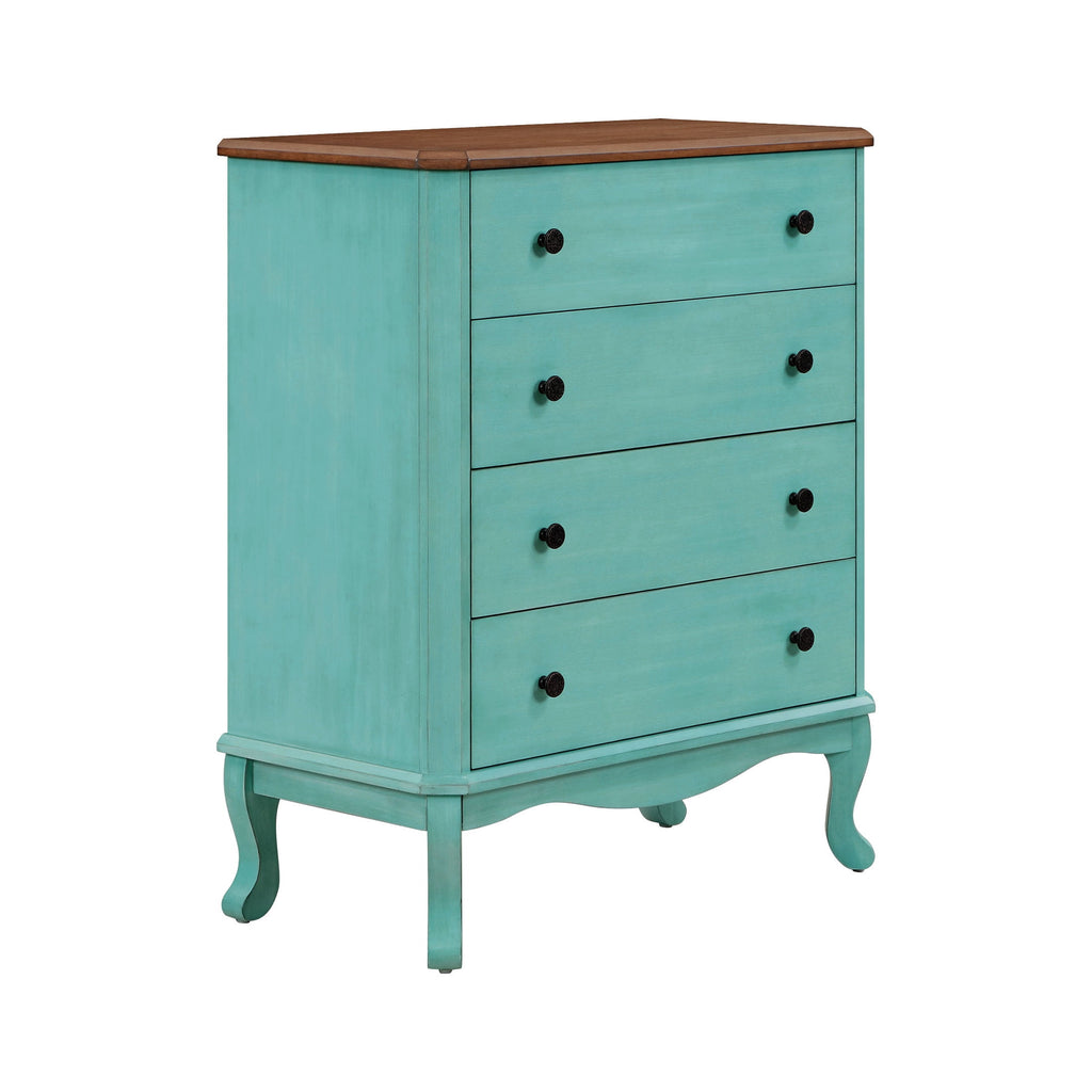 Homesteada™ 4-Drawer Dresser Made With Solid Wood Frame, Teal