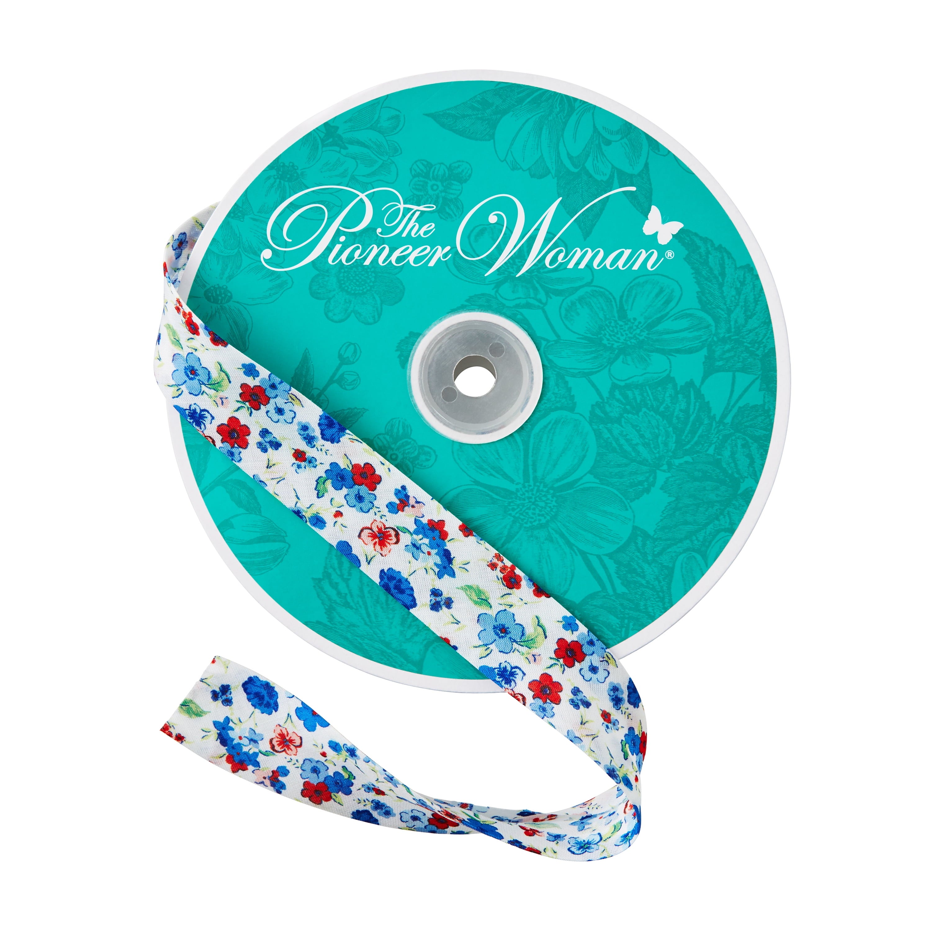 Homesteada™ Vintage Floral White Double Fold Cotton Bias Tape Ribbon, 7/8" x 25 Yards