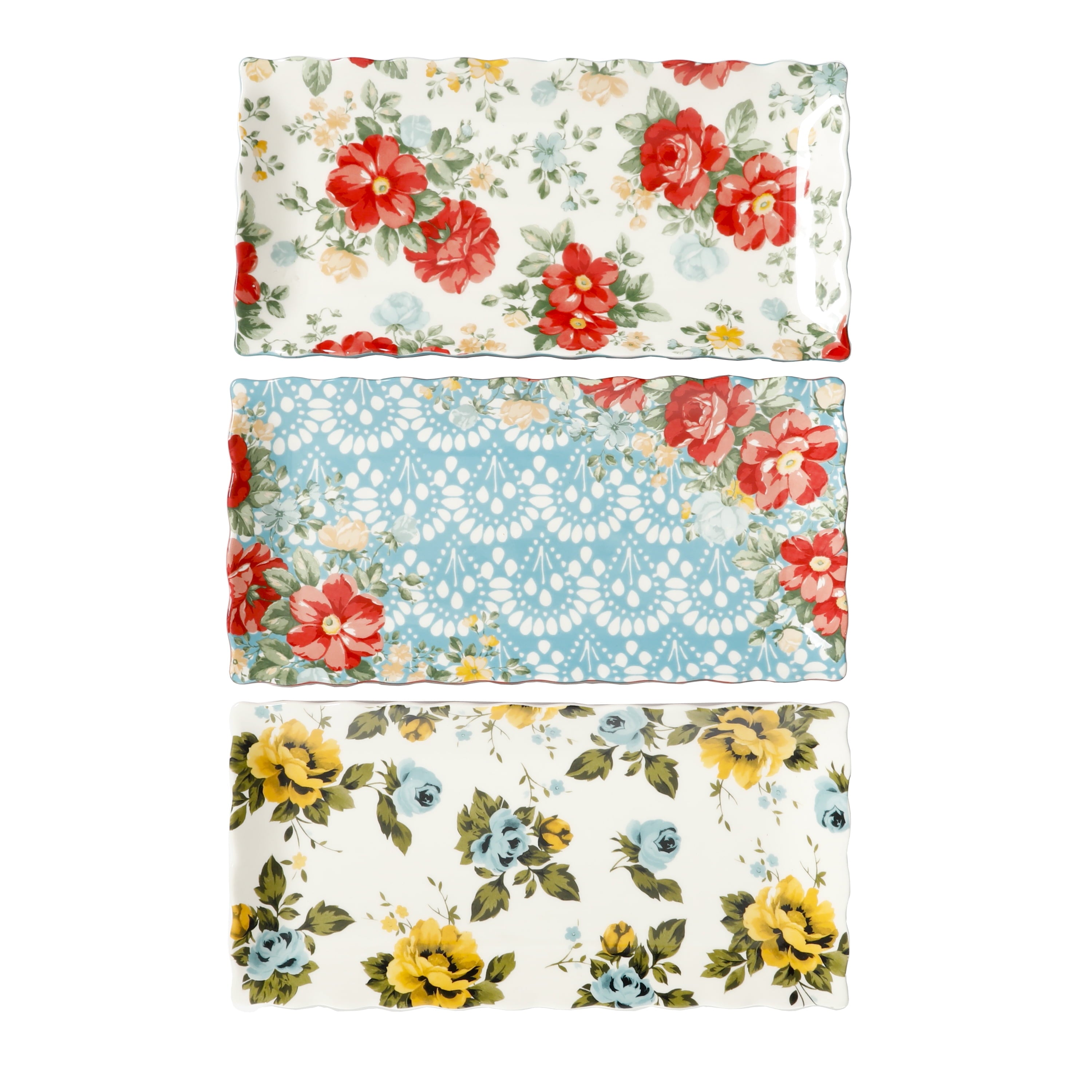Homesteada™ Floral Medley 12.3" Stoneware Serving Platters, 3-Piece Set