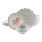 Homesteada™ Gingham 12-Piece Ceramic Dinnerware Set, Gray