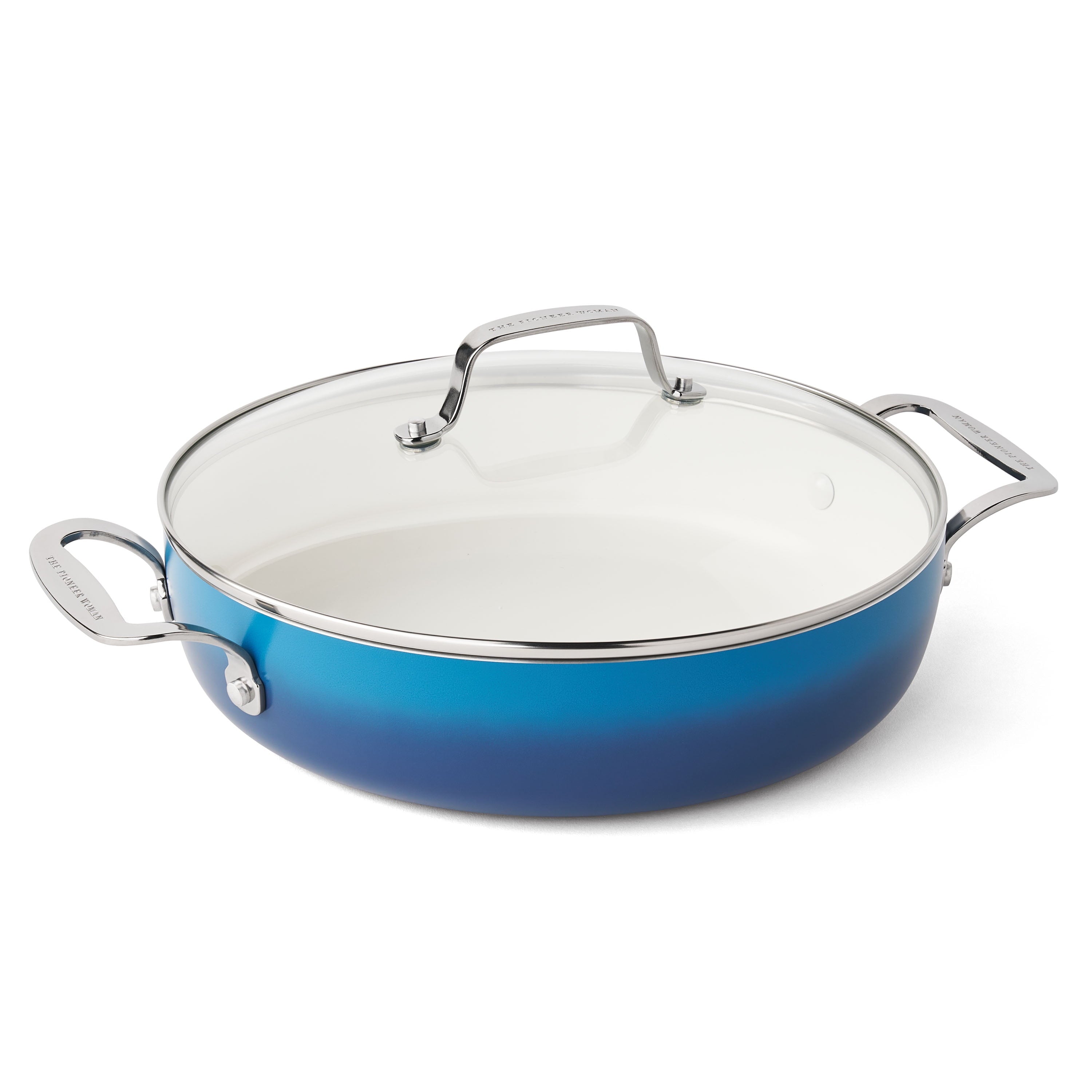 Homesteada™ Harlow 12" Ceramic Non-Stick Everyday Pan with Lid, Denim Blue