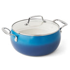 Homesteada™ Harlow 7.5 Qt Ceramic Non-Stick Stock Pot with Lid, Denim Blue