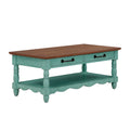 Homesteada™ Helen Coffee Table Made With Solid Wood Frame, Teal